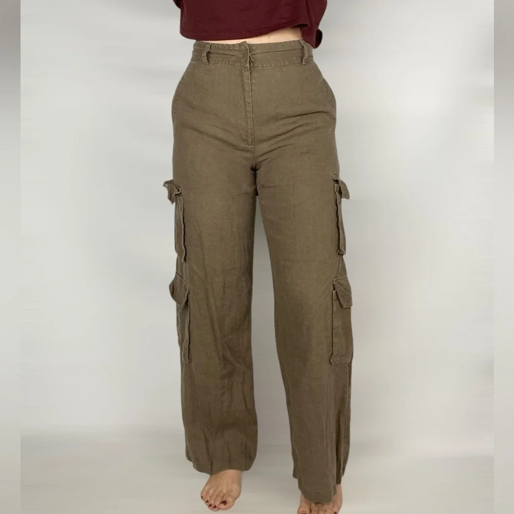 REFORMATION Linen Net‎ Sustain Mateo Wide Leg Cargo Pant